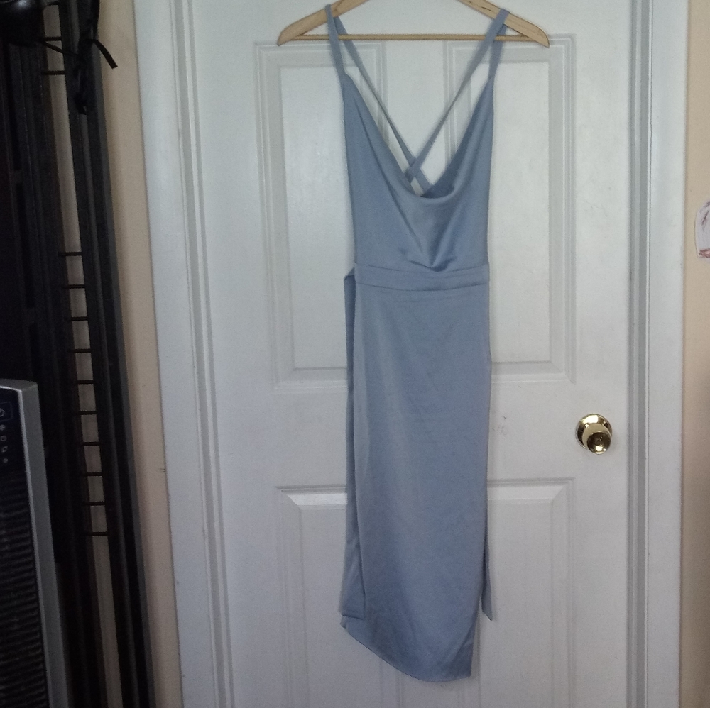 Lavish Alice Cross Back Cowl Neck Satin Dress Size 8 - Picture 6 of 14